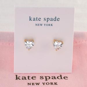 Kate Spade My Love Heart Stud Earrings in Gold/Clear (with Dust Bag) NEW